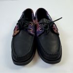 Sebago Spinnaker Black Tribal Leather Boat Shoes Size 8 Nautical Preppy Aztec Photo 2