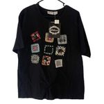 Spell Bound NWT Dead stock Women's Size Large Patchwork Embroidered Shirt Black Photo 0