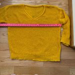 Womens Pullover V Neck Long Sleeve Warm Knitted Sweater Solid Oversized Jumpers Yellow Size L Photo 5