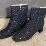 Women’s Black Glitter Covered Chunky Heeled Party Boots with Zipper Size 11 Photo 0