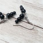 Vintage Earrings For Pierced Ears 2 Strand Black Dangle Photo 6