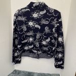 St John Collection Marie Gray Woman Navy Blue & White Floral Tapestry Cardigan 6 Photo 5