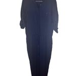 Ralph Lauren Lauren Womens Navy Button Front Long Sleeve Soft Jumpsuit Size 12 Photo 2