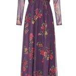 Mac Duggal  Purple Floral Georgette Plunging Neckline High Slit Gown Size 8 Photo 3