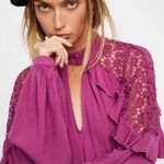 Free People ✨ Little Bit Of Love Lace Shoulder Ruffle Blouse in Raspberry ✨ Photo 1