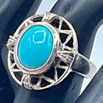 Vintage sterling silver & Sleeping Beauty turquoise ring size 7. Blue Photo 0