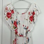 Medium Floral White and Red Off Shoulder Maxi Dress with Pockets Photo 5