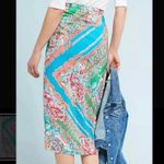 Maeve Anthropologie  Women's Bette Blue Pink Floral Silk Wrap Skirt NWT - 12 Photo 1
