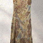 ECI Vtg Silk Beaded Floral Dress Y2K Cowl Neck Asymmetrical Handkerchief Fairy Sz 6 Photo 0