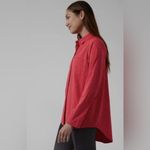 Athleta Red Urbanite Textured Top Button Up Long Sleeve Shirt Women Size Medium Photo 1
