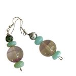 Green/blue/purple stone drop earrings Blue Photo 2