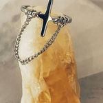 Titanium Steel Cross Minimalist Band Ring Adjustable Silver Photo 0