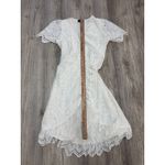 Hale Bob  White Eyelet Wrap Dress Flutter Sleeve Ruffle Hem Size Medium‎ Photo 7