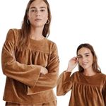 Madewell  Texture and Thread Corduroy Long Sleeve Swing Top Blouse Caramel XL Photo 1