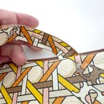 Tory Burch Welt Pink Yellow Geometric Print Leather Miller Sandal Size 8.5 Photo 5