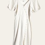 Madewell Puff-Sleeve Button-Wrap Striped Midi Dress Size 6 Photo 5