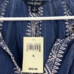 Lucky Brand New  Small Blue, White Print Short Sleeve Peasant Blouse Top Photo 2