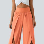 Halara 027HA.- High Waisted Back Waistband Pocket Palazzo Flowy Wide Leg Casual Pants. Photo 0