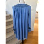 Free People  Blue Embroidered Blouson Sleeve Boho Shift Dress Photo 1