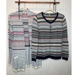 Talbots Cardigan Striped V-Neck Button & Open Layer Topper Lagenlook Bundle Sz M Photo 0