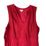 Sundance Dark Red Tassel Embroidered Pleated Elegant Cotton Maxi Dress size XL Photo 2