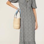 Slate + Willow Slate &‎ Willow Dress Womens Small Black White Ditsy Floral Tie Front Midi Photo 0