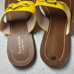 Kate Spade Women's Cece Patent Logo Slip-On T-Strap Sandals Yellow Show NEW Sz 8 Photo 4