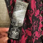 Hot Pink Black Lace Steel Boned Lace Up Back Corset Size 22 NWT Photo 3