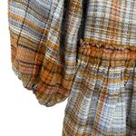 Free People  Alexa Plaid Mini Dress Long Sleeve‎ Ruffle Hem Button Front Size XS Photo 12
