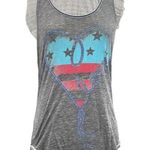 None Gray Cowgirl Tank Top Love Rodeo Sheer Red White Blue Lightweight Racerback XS Photo 0