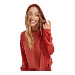 Aerie  Groove On Velour Hoodie Size Medium Cinnabar Orange Pullover Cozy Photo 1