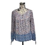 Lucky Brand Floral Peasent Boho Blouse Cropped Cottegecore Womens Y2k Retro M Photo 0