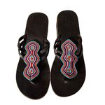 Global Girls Womens Size 37 US 7 Beaded Leather Sandals Tribal Wedge‎ Shoes Photo 0