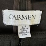 Carmen Marc Valvo Black Faux Suede Military Style Jacket with Pockets Size Small Photo 12