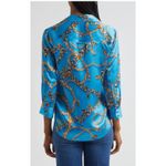 L'Agence  Dani Chain Print Silk Button-Up Shirt - Medium Photo 4