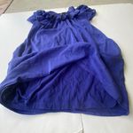 Ya Da Tunic Dress Top Small Blue Ruffled Neckline Lined Cotton Silk Dolm… Photo 3