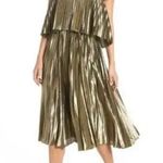 J.Crew Collection Goma Tiered Metallic Gold Bronze Midi Dress Pleated Ruffles 4 Photo 0