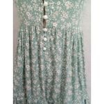 Zaful  Tank Sz 4 Small Green Floral‎ Ruffled Pleated Button Adjustable Straps Photo 2