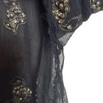 Isabel Marant  Midnight Blue Embellished Sheer Silk Long Sleeve Blouse Size 6 Photo 6