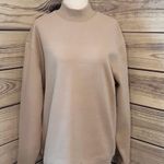 EXPRESS Beige Mock Neck Oversized Fleece Sweatshirt Photo 0