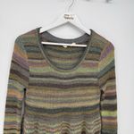 Moth Anthropologie Rainbow Stripe Sweater Wool Blend Size Medium Boho Babydoll Green Photo 1
