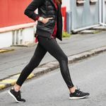 Athleta  Ponte Luxe Legging Black‎ Faux Leather Moto Zip Size Large Photo 5