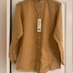 Uniqlo U | Women Sheer Band Collar Long Sleeve Cotton Shirt | Brown | Size S Photo 0
