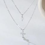 Layered Cross Necklace Silver Photo 3