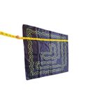 Vintage Italian 100% Acetate Scarf With Geometric Pattern Navy & Lime Green 22" Photo 3