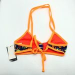 Tyr. Costa Mesa Pacific Tieback Bikini Top Swimwear Strappy Orange Blue M (8) Photo 3