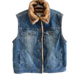 Marvin Richards  Vintage Faux Fur Denim Vest Size L Photo 0