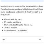 SAVVI Natasha Velour Velvet Wide Leg Pants Pull On Gray Waistband Track M Size M Photo 3