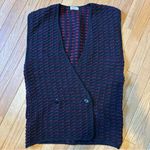 Tahari  Vintage Wool Alpaca Knit Vest Womens Medium Black Red Made In Italy Photo 6