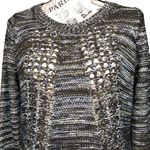 Olive & Oak SMALL Marled Varied Texture Loose Open Knit Panel Crew Neck Sweater Photo 7